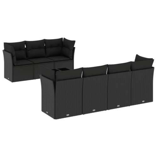 Vrtna garnitura - 8-dijelni set vrtnih sofa od poliratana s jastucima crni - Crna stol + 4x kutna + 3x srednja 1 Cijena