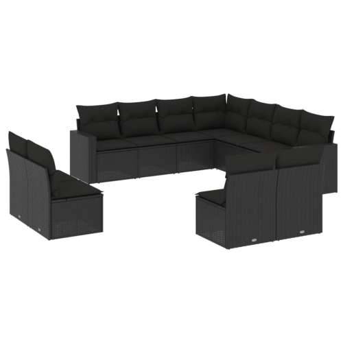 Vrtna garnitura - 11-dijelni set vrtnih sofa od poliratana s jastucima crni - Crna Bez stola 1 Cijena