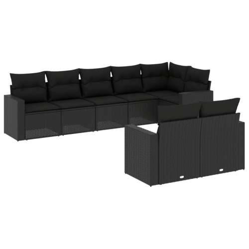 Vrtna garnitura - 8-dijelni set vrtnih sofa od poliratana s jastucima crni - Crna Bez stola 1 Cijena