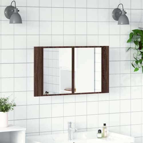 LED kupaonski ormarić s ogledalom boja hrasta 80x12x45 akrilni - Smeđi hrast 1 Cijena