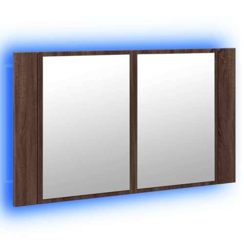 LED kupaonski ormarić s ogledalom boja hrasta 80x12x45 akrilni - Smeđi hrast 1 Cijena