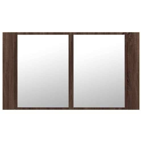 LED kupaonski ormarić s ogledalom boja hrasta 80x12x45 akrilni - Smeđi hrast 1 Cijena