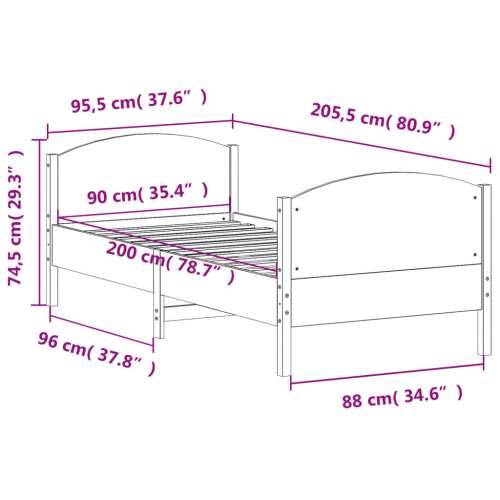 Okvir kreveta bez madraca 90 x 200 cm od masivne borovine Prirodna 90 x 200 cm Cijena