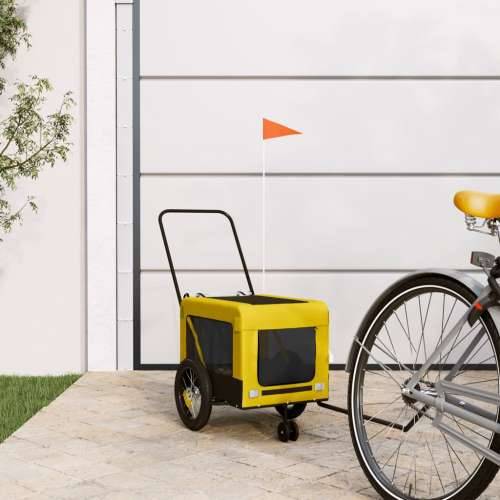 Prikolica za bicikl za ljubimce žuto-crna od tkanine i željeza Cijena