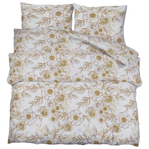 Set posteljine za poplun bijelo-smeđi 225x220 cm pamučni - Bijela i smeđa 225 x 220 cm + 50 x 75 cm 2 1 Cijena