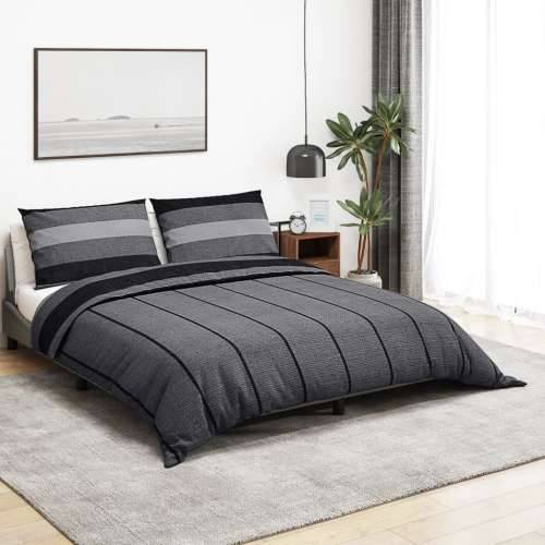 Set posteljine za poplun tamnosivi 140 x 200 cm pamučni - Tamno siva 140 x 200 cm + 60 x 70 cm 1 Cijena