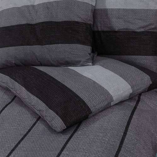 Set posteljine za poplun tamnosivi 140 x 200 cm pamučni - Tamno siva 140 x 200 cm + 60 x 70 cm 1 Cijena