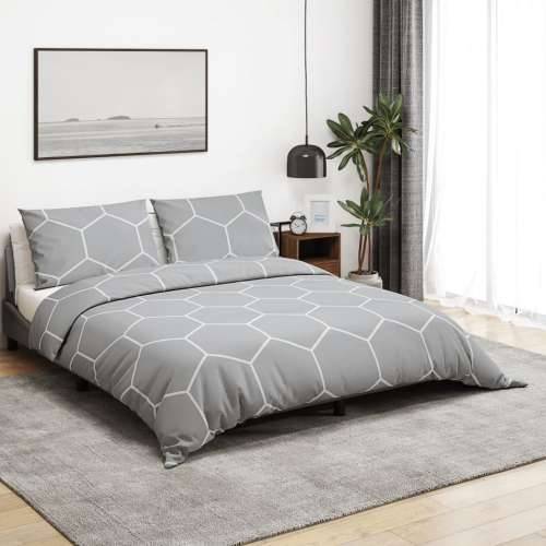 Set posteljine za poplun sivi 140 x 200 cm pamučni200x200  - Siva i bijela 200 x 200 cm + 60 x 70 cm 2 1 Cijena
