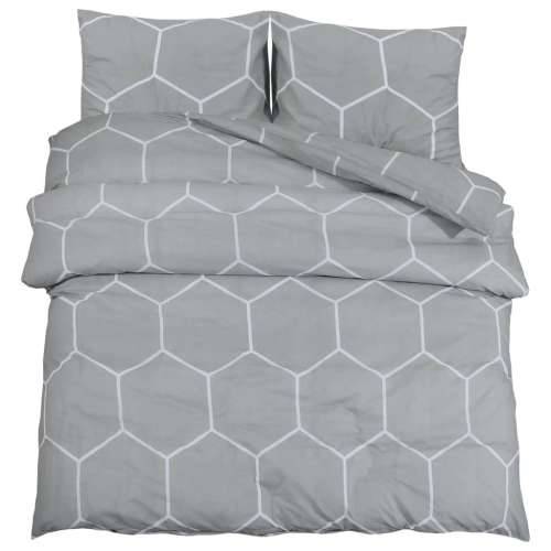 Set posteljine za poplun sivi 140 x 200 cm pamučni200x200  - Siva i bijela 200 x 200 cm + 60 x 70 cm 2 1 Cijena