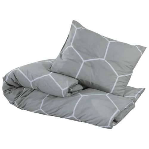 Set posteljine za poplun sivi 140 x 200 cm pamučni200x200  - Siva i bijela 200 x 200 cm + 60 x 70 cm 2 1 Cijena