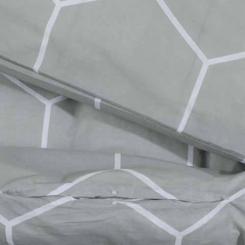 Set posteljine za poplun sivi 140 x 200 cm pamučni200x200  - Siva i bijela 200 x 200 cm + 60 x 70 cm 2 1 Cijena