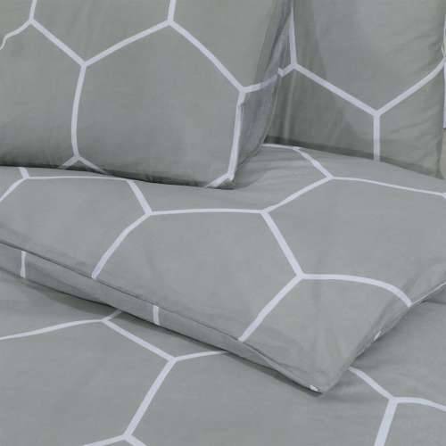 Set posteljine za poplun sivi 140 x 200 cm pamučni200x200  - Siva i bijela 200 x 200 cm + 60 x 70 cm 2 1 Cijena