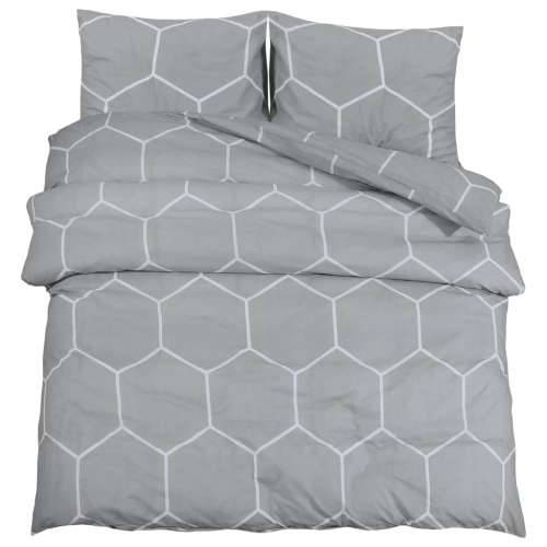 Set posteljine za poplun sivi 225x220 cm pamučni - Siva i bijela 225 x 220 cm + 50 x 75 cm 2 1 Cijena
