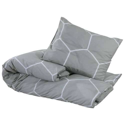 Set posteljine za poplun sivi 225x220 cm pamučni - Siva i bijela 225 x 220 cm + 50 x 75 cm 2 1 Cijena