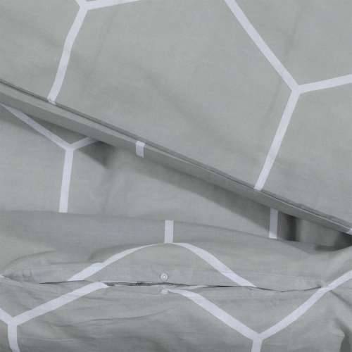 Set posteljine za poplun sivi 225x220 cm pamučni - Siva i bijela 225 x 220 cm + 50 x 75 cm 2 1 Cijena