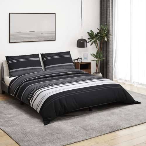 Set posteljine za poplun crno-bijeli 260 x 220 cm pamučni - Crne pruge 260 x 220 cm + 50 x 75 cm 2 1 Cijena