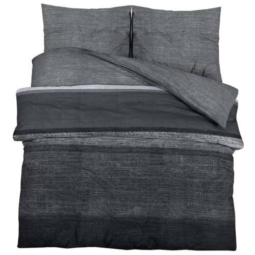 Set posteljine za poplun tamnosivi 140 x 200 cm pamučni200x200 - Tamnosiva i crna 200 x 200 cm + 65 x 65 cm 2 1 Cijena
