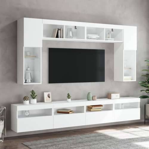 8-dijelni set zidnih TV ormarića s LED svjetlima bijeli - Bijela 1 Cijena