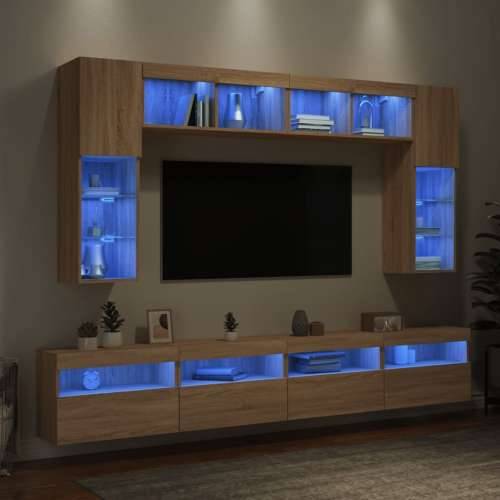 8-dijelni set zidnih TV ormarića LED boja hrasta sonome - sonoma hrast 1 Cijena