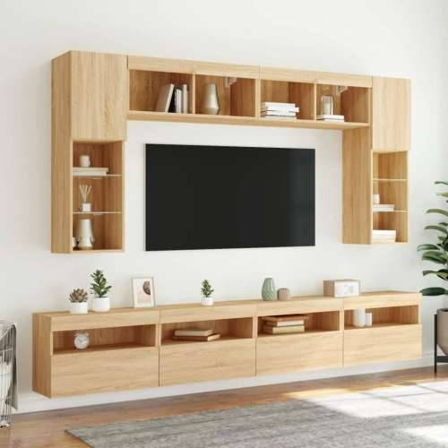 8-dijelni set zidnih TV ormarića LED boja hrasta sonome - sonoma hrast 1 Cijena