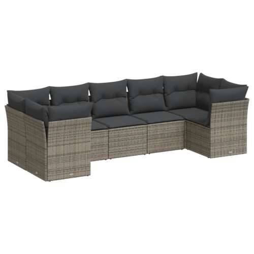 Vrtna garnitura - 7-dijelni set vrtnih sofa sivi od poliratana - Siva 7 Cijena