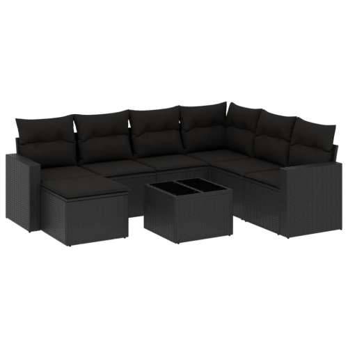 Vrtna garnitura - 8-dijelni set vrtnih sofa od poliratana s jastucima crni - Crna Sa stolom 1 Cijena