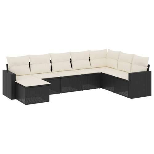 Vrtna garnitura - 8-dijelni set vrtnih sofa od poliratana s jastucima crni - Crna i krem Bez stola 1 Cijena