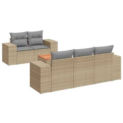 Vrtna garnitura - 6-dijelni set vrtnih sofa s jastucima bež od poliratana - bež i siva 6 Cijena
