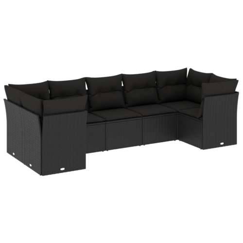 Vrtna garnitura - 7-dijelni set vrtnih sofa od poliratana s jastucima crni - Crna 7 Cijena