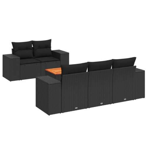 Vrtna garnitura - 6-dijelni set vrtnih sofa s jastucima crni od poliratana - Crna 6 Cijena