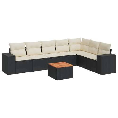 Vrtna garnitura - 8-dijelni set vrtnih sofa od poliratana s jastucima crni - Crna i krem 8 Cijena