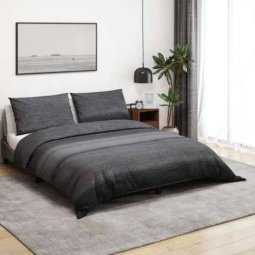 Set posteljine za poplun tamnosivi 260x220 cm pamučni - Tamnosiva i crna 260 x 220 cm + 50 x 75 cm 2 1 Cijena