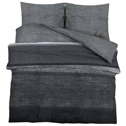Set posteljine za poplun tamnosivi 260x220 cm pamučni - Tamnosiva i crna 260 x 220 cm + 50 x 75 cm 2 1 Cijena