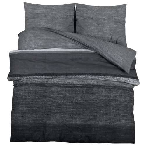Set posteljine za poplun tamnosivi 260x220 cm pamučni - Tamnosiva i crna 260 x 220 cm + 50 x 75 cm 2 1 Cijena
