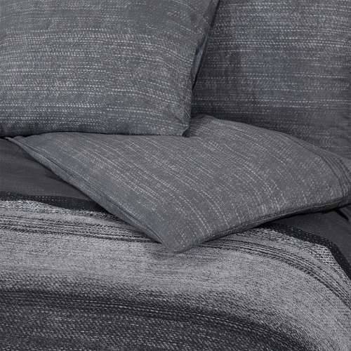 Set posteljine za poplun tamnosivi 260x220 cm pamučni - Tamnosiva i crna 260 x 220 cm + 50 x 75 cm 2 1 Cijena