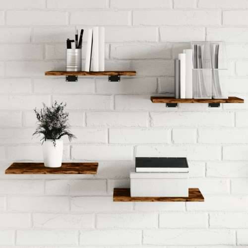 Zidne police 4 kom boja hrasta 40x30x1,5 cm konstruirano drvo - Dimljeni hrast 40 x 30 x 1.5 cm 4 Cijena