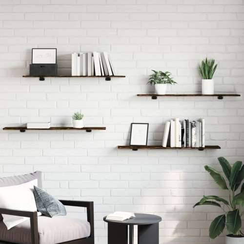Zidne police 4 kom boja hrasta 100x20x1,5 cm konstruirano drvo - Dimljeni hrast 100 x 20 x 1.5 cm 4 Cijena