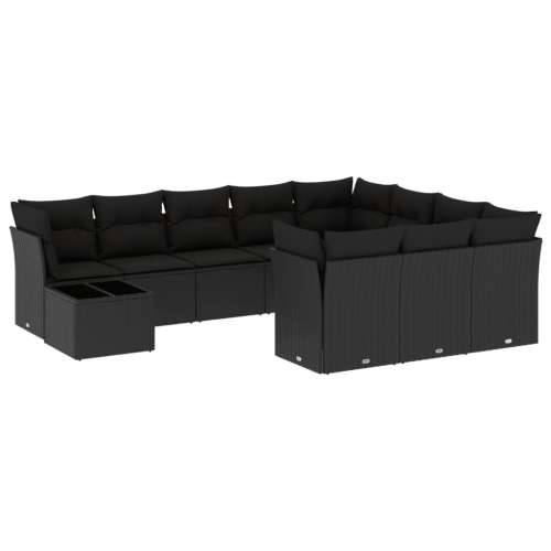 Vrtna garnitura - 11-dijelni set vrtnih sofa od poliratana s jastucima crni - Crna 1 Cijena