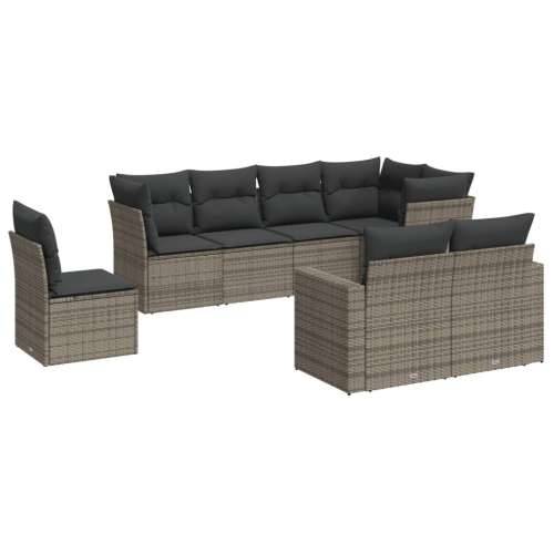 Vrtna garnitura - 8-dijelni set vrtnih sofa od poliratana s jastucima sivi - Siva Bez stola 1 Cijena