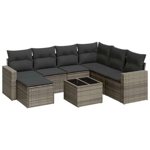 Vrtna garnitura - 8-dijelni set vrtnih sofa od poliratana s jastucima sivi - Siva Sa stolom 1 Cijena
