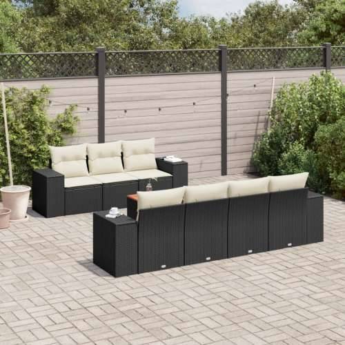 Vrtna garnitura - 8-dijelni set vrtnih sofa od poliratana s jastucima crni - Crna i krem 8 Cijena