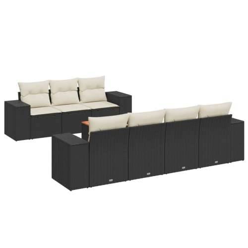Vrtna garnitura - 8-dijelni set vrtnih sofa od poliratana s jastucima crni - Crna i krem 8 Cijena