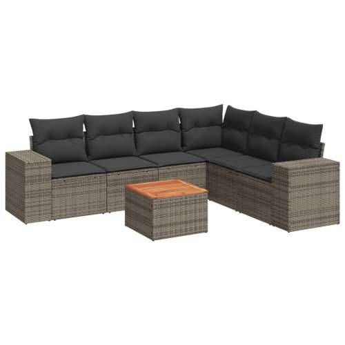 Vrtna garnitura - 7-dijelni set vrtnih sofa sivi od poliratana - Siva stol + kutna + 3x srednja 1 Cijena