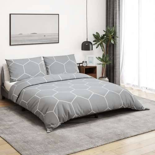 Set posteljine za poplun sivi 240x220 cm pamučni - Siva i bijela 240 x 220 cm + 60 x 70 cm 2 1 Cijena