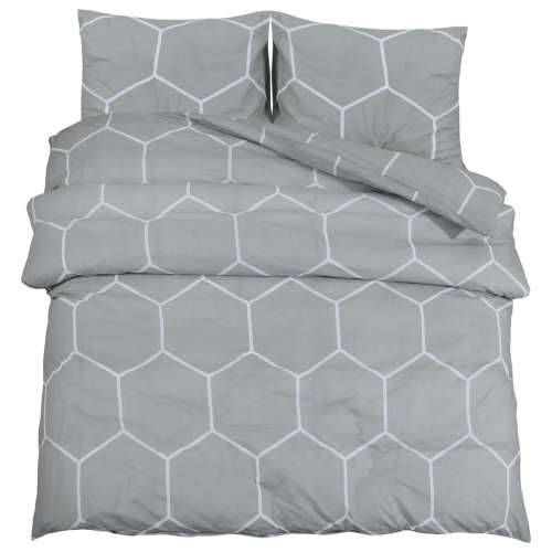 Set posteljine za poplun sivi 240x220 cm pamučni - Siva i bijela 240 x 220 cm + 60 x 70 cm 2 1 Cijena