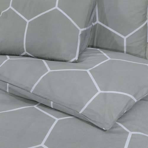 Set posteljine za poplun sivi 240x220 cm pamučni - Siva i bijela 240 x 220 cm + 60 x 70 cm 2 1 Cijena