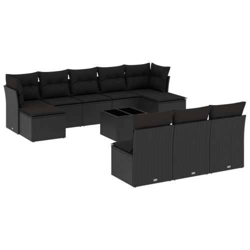 Vrtna garnitura - 11-dijelni set vrtnih sofa od poliratana s jastucima crni - Crna Sa stolom 1 Cijena