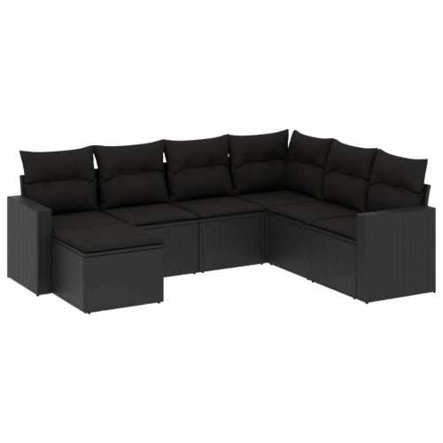 Vrtna garnitura - 7-dijelni set vrtnih sofa od poliratana s jastucima crni - Crna Bez stola 1 Cijena