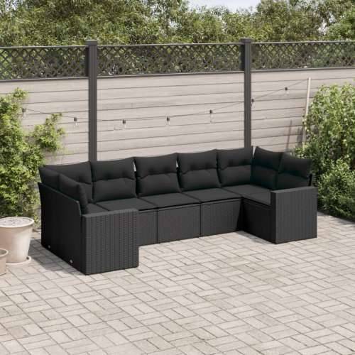 Vrtna garnitura - 7-dijelni set vrtnih sofa od poliratana s jastucima crni - Crna 7 Cijena