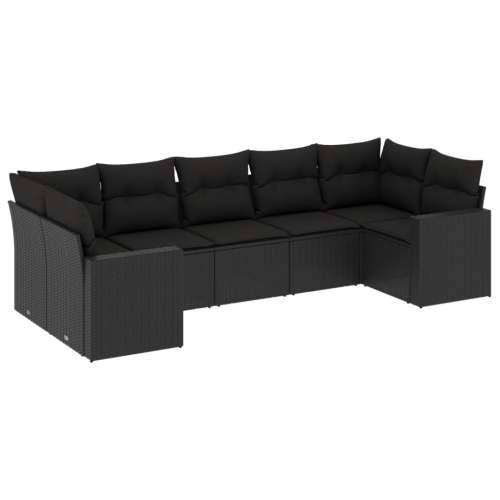 Vrtna garnitura - 7-dijelni set vrtnih sofa od poliratana s jastucima crni - Crna 7 Cijena